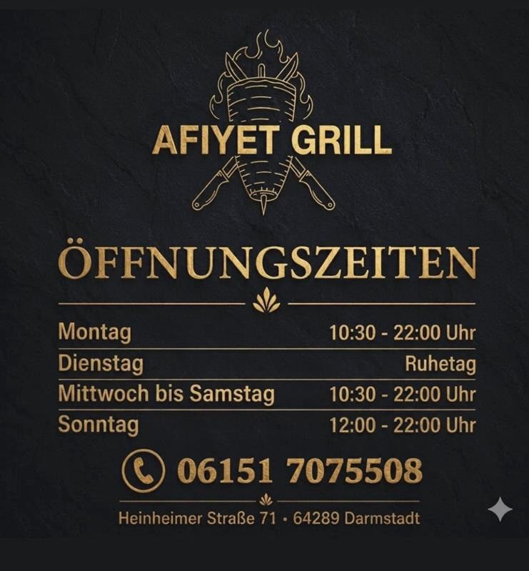 Öffnungszeiten Afiyet Grill